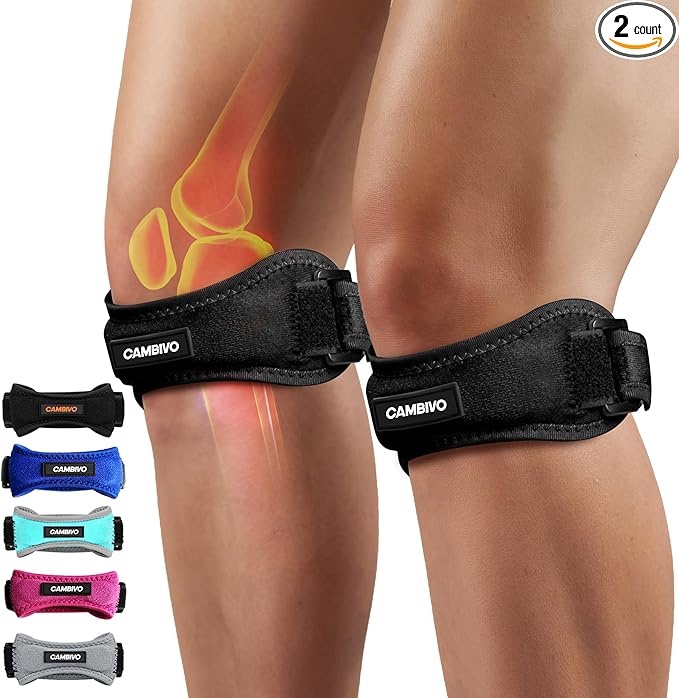 2 Pack Patella Tendon Knee Straps, Knee Brace for Women, Patella Bands for Pain Relief, Osgood Schlatter, Jumperโs Knee, Tendonitis, Running, Basketball, Volleyball