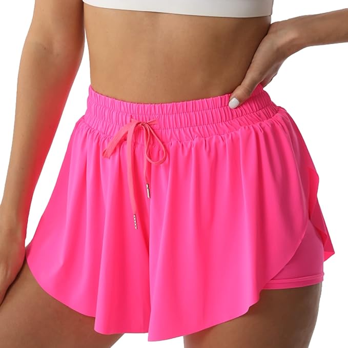 Athletic Shorts for Women Running Butterfly Shorts 2-in-1 Double Layer Quick-Drying Comfy Shorts