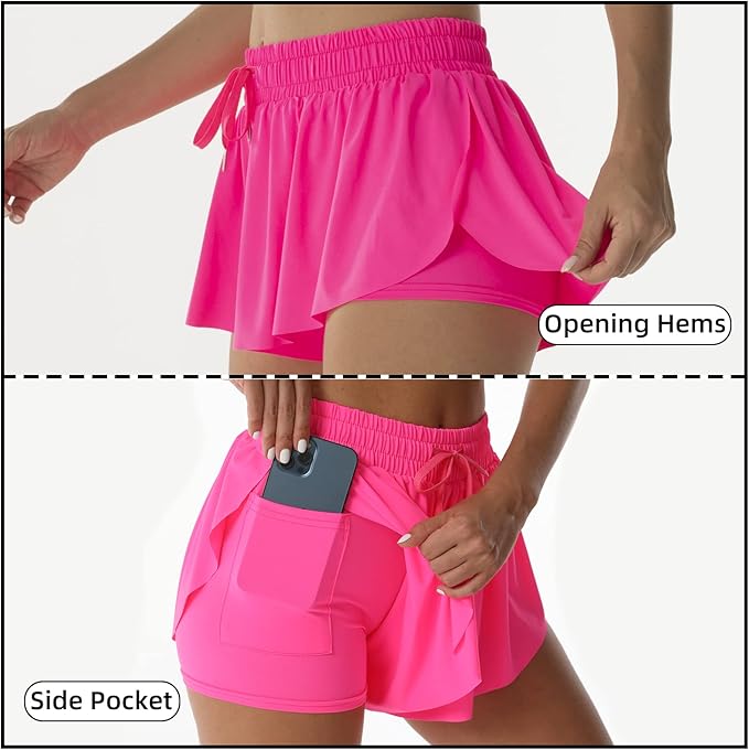 Athletic Shorts for Women Running Butterfly Shorts 2-in-1 Double Layer Quick-Drying Comfy Shorts
